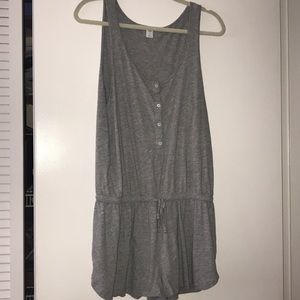 Gray romper with tie at waist